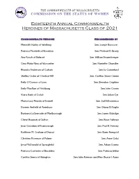 Commonwealth Heroine Class of 2021