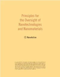Principles for the Oversight of Nanotechnologies and Nanomaterials