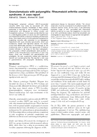 Rheumatoid Arthritis Overlap Syndrome: a Case Report Ashraf E