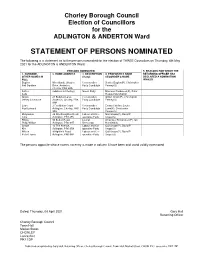 Statement of Persons Nominated
