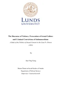 The Discourse of Violence, Persecution of Sexual Culture And
