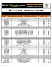 2015-16 Gold Standard Basketball Checklist;