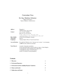 CV of Dr. Matthias Schunter