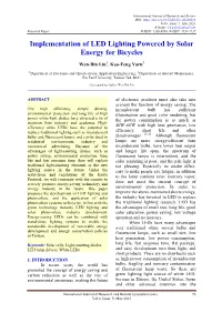 Implementation of LED Lighting Powered by Solar Energy for Bicycles