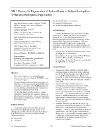 Process for Regeneration of Sodium Borate to Sodium Borohydride for Use As a Hydrogen Storage Source, Excerpt from DOE Hydrogen