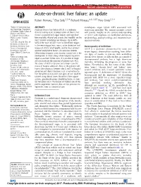 Acute-On-Chronic Liver Failure: an Update Gut: First Published As 10.1136/Gutjnl-2016-312670 on 4 January 2017