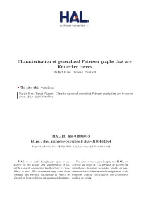 Characterization of Generalized Petersen Graphs That Are Kronecker Covers Matjaž Krnc, Tomaž Pisanski