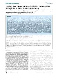 Finding New Genes for Non-Syndromic Hearing Loss Through an in Silico Prioritization Study
