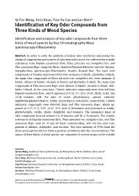 Identification of Key Odor Compounds from Three Kinds of Wood Species