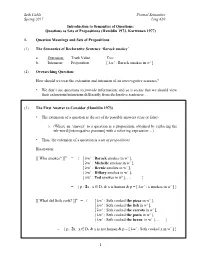 Seth Cable Formal Semantics Spring 2017 Ling 620 1 Introduction To