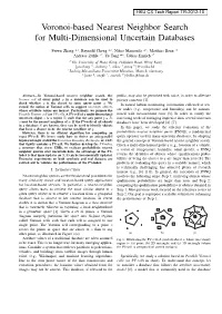 Voronoi-Based Nearest Neighbor Search for Multi-Dimensional Uncertain Databases
