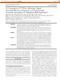 A Comparison of T-Wave Alternans, Signal Averaged Electrocardiography and Programmed Ventricular Stimulation for Arrhythmia Risk Stratiﬁcation Michael R