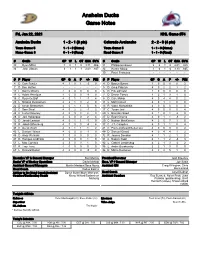 Anaheim Ducks Game Notes