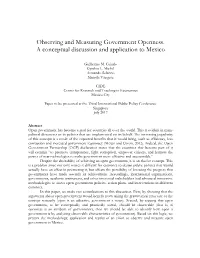 Observing and Measuring Government Openness. a Conceptual Discussion and Application to Mexico