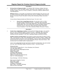 Register Report Christian Heinrich Bogenschneider