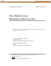 The Dublin Core Metadata Element Set