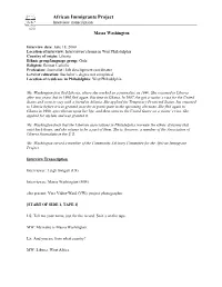 African Immigrants Project Interview Transcription