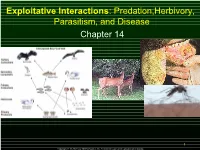 Exploitative Interactions: Predation,Herbivory, Parasitism, and Disease Chapter 14