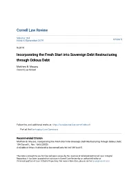 Incorporating the Fresh Start Into Sovereign Debt Restructuring Through Odious Debt