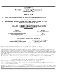 SEARS HOLDINGS CORPORATION (Exact Name of Registrant As Specified in Its Charter)