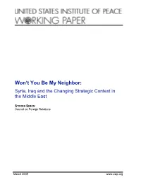 Syria, Iraq and the Changing Strategic Context In