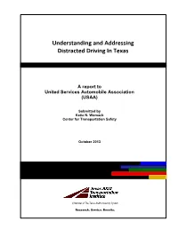 Understanding and Addressing Distracted Driving in Texas