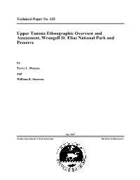 Upper Tanana Ethnographic Overview and Assessment, Wrangell St. Elias National Park and Preserve