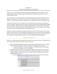 Audacity Audio Recording Software