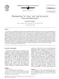 Distinguishing ‘‘Or’’ from ‘‘And’’ and the Case for Historical Identiﬁcation