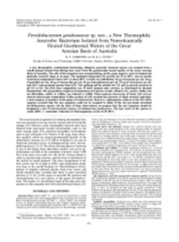 Fewidobacterium Gondwanense Sp. Nov., a New Thermophilic Anaerobic Bacterium Isolated from Nonvolcanically Heated Geothermal