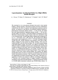 Leprechaunism: an Inherited Defect in a High-Affinity Insulin Receptor