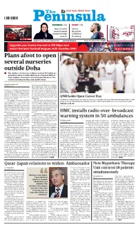 Plans Afoot to Open Several Nurseries Outside Doha the Number of Nurseries in Qatar Reached 191 Which Are Enrolling a Total of 4,858 Children As of August 2019