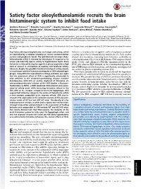 Satiety Factor Oleoylethanolamide Recruits the Brain Histaminergic System to Inhibit Food Intake