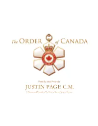 8.1 Justin Page, CM, Order of Canada.Pdf