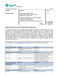 Additional Restrictions for Select Ppis and Auto-Substitutions for Most