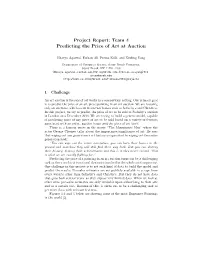 Project Report: Team 4 Predicting the Price of Art at Auction