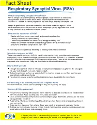 Respiratory Syncytial Virus (RSV) Fact Sheet
