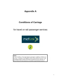 Conditions of Carriage for Travel on Rail Passenger Services