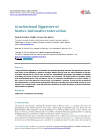 Gravitational Signature of Matter-Antimatter Interaction