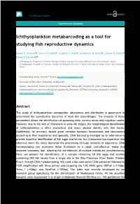 Ichthyoplankton Metabarcoding As a Tool for Studying Fish Reproductive Dynamics