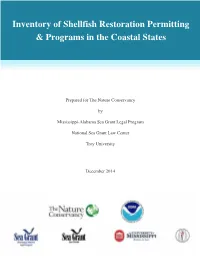 Inventory of Shellfish Restoration Permitting & Programs in the Coastal States