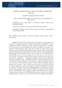 Mangrove Mapping Analysis On: Optical and Synthetic Aperture Radar Data Using