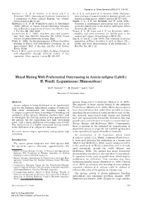 Mixed Mating with Preferential Outcrossing in Acacia Saligna (Labill.) H