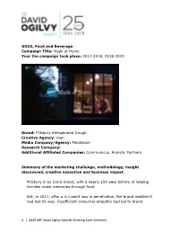 | 2019 ARF David Ogilvy Awards Winning Case Summary 1 GOLD