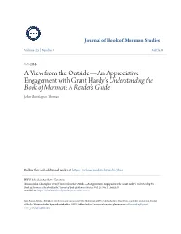 A View from the Outside—An Appreciative Engagement with Grant Hardy's Understanding the Book of Mormon: a Reader's Guide John Christopher Thomas