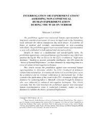 Assessing Non-Consensual Human Experimentation During the War on Terror