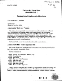 Eielson Air Force Base Operable Unit 1 Record of Decision