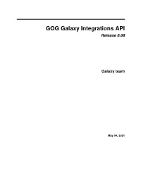 GOG Galaxy Integrations API Release 0.68