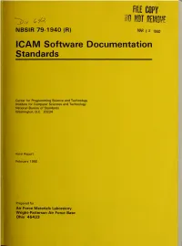 ICAM Software Documentation Standards