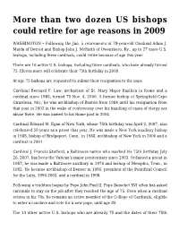 More Than Two Dozen US Bishops Could Retire for Age Reasons in 2009